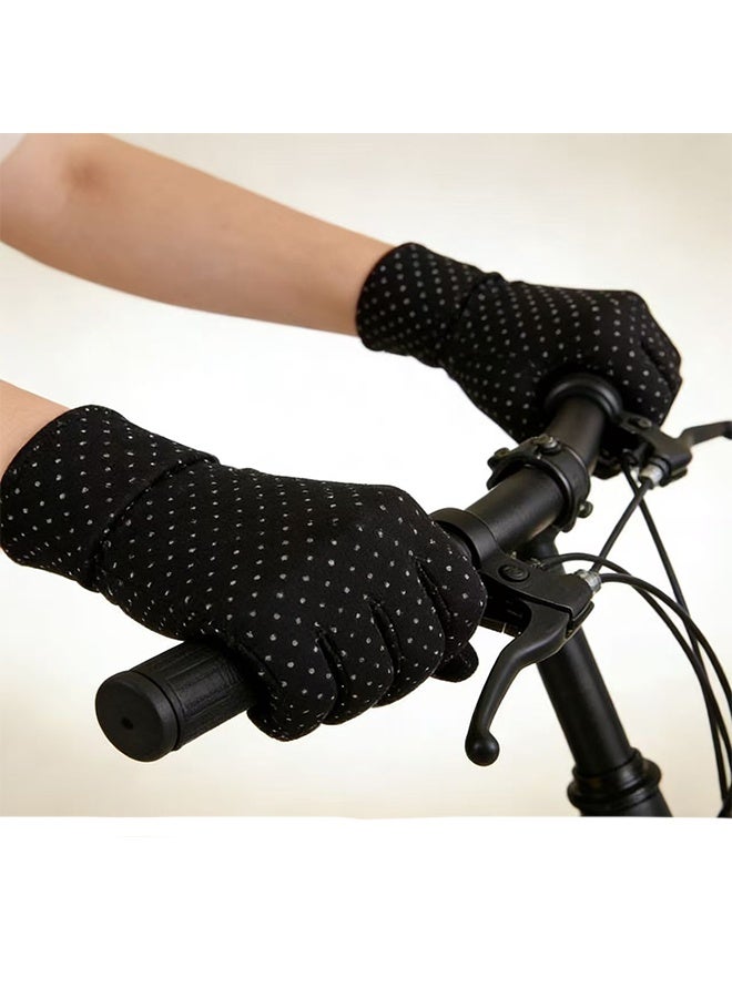 واي جيه قفازات نسائية مضادة للتجمد، أنيقة، جميلة وفاخرة، قفازات ركوب الدراجات في الهواء الطلق، قفازات تعمل باللمس، قفازات قيادة شتوية، باللون الأسود - Image 5